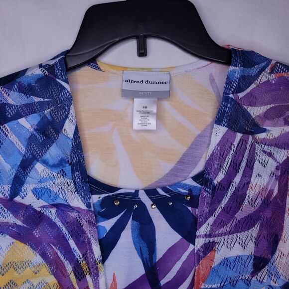 Alfred Dunner Top Medium Petite Colorful Tropical Floral - Picture 2 of 10